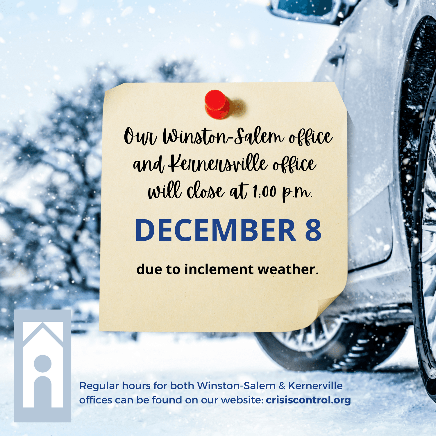 Closing at 1 p.m. on Monday, December 8.