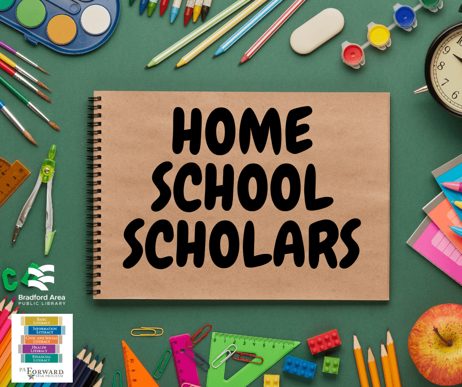 Green chalkboard background with school supplies scattered around.