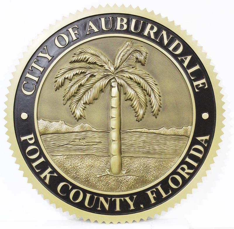 DP-1103 - Carved 3-D Bas-Relief HDU Plaque of the Seal of the City of  Auburndale, Florida