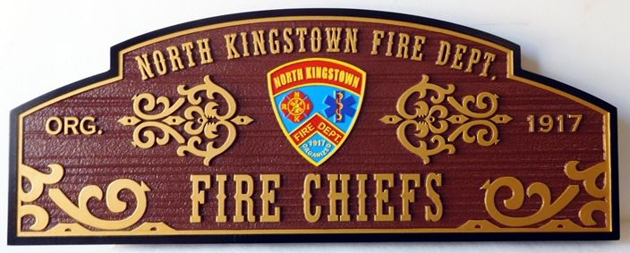 QP-3030 - Plaque for the Fire Chiefs of the North Kingstown Fire Department, Artist Painted 