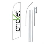 Cricket White w/Green K Swooper/Feather Flag + Pole + Ground Spike