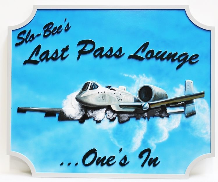 RB27106 - Carved 2.5D Artist-Painted sign for Slo-Bee's Last Pass Lounge 