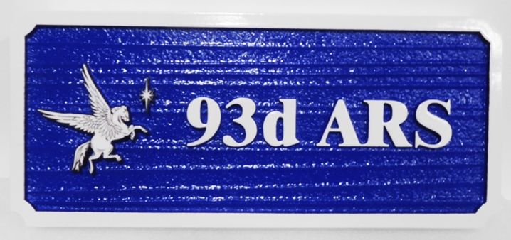  LP-5678 - Carved and Sandblasted Wood Grain Plaque for the 93rd ARS, with Winged Pegasus, 2.5-D Artist-Painted