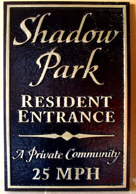 MB2340 - Shadow Park Residence Plaque, 2.5-D with Sandblasted Painted Background