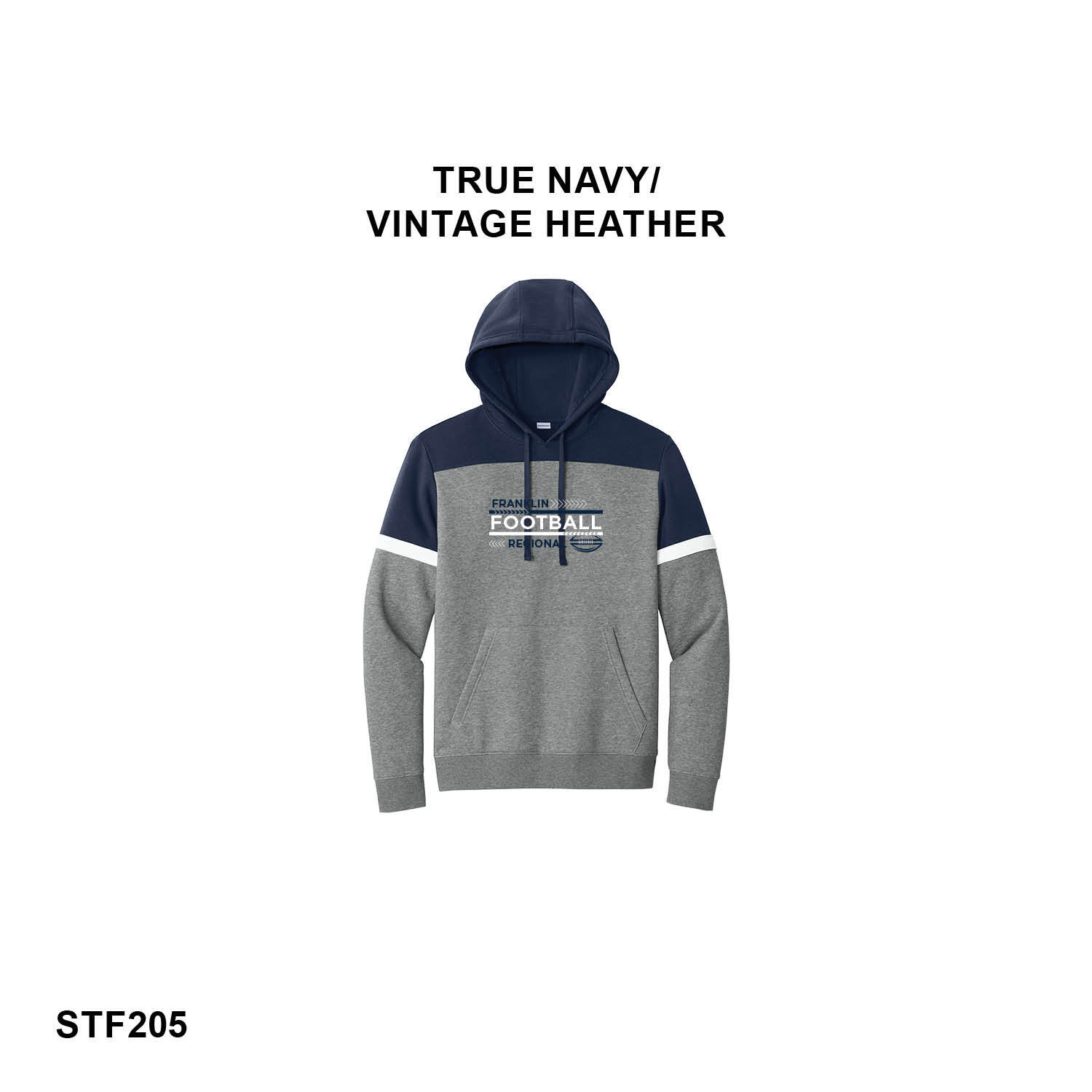 FRANKLIN REGIONAL FOOTBALL LOGO (NAVY & WHITE) - Sport-Tek® Drive Fleece Colorblock Hoodie