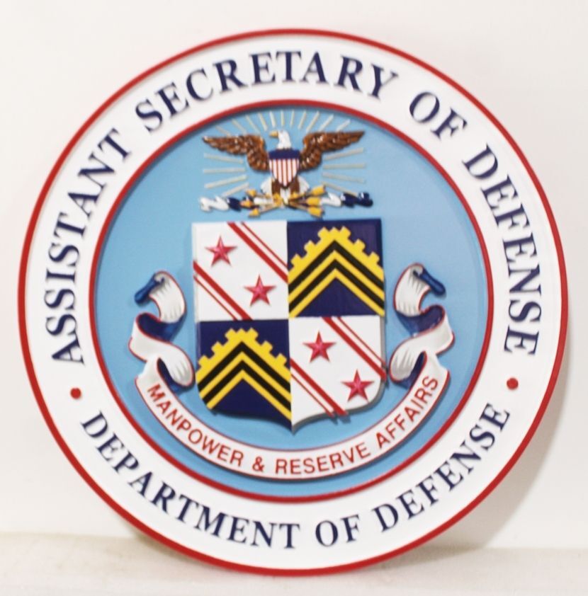 IP-1081  - Carved 3-D artist-Painted Wall Plaque of the Seal of the  Assistant Secretary of Defense for Manpower and Reserve Affairs, Department of Defense