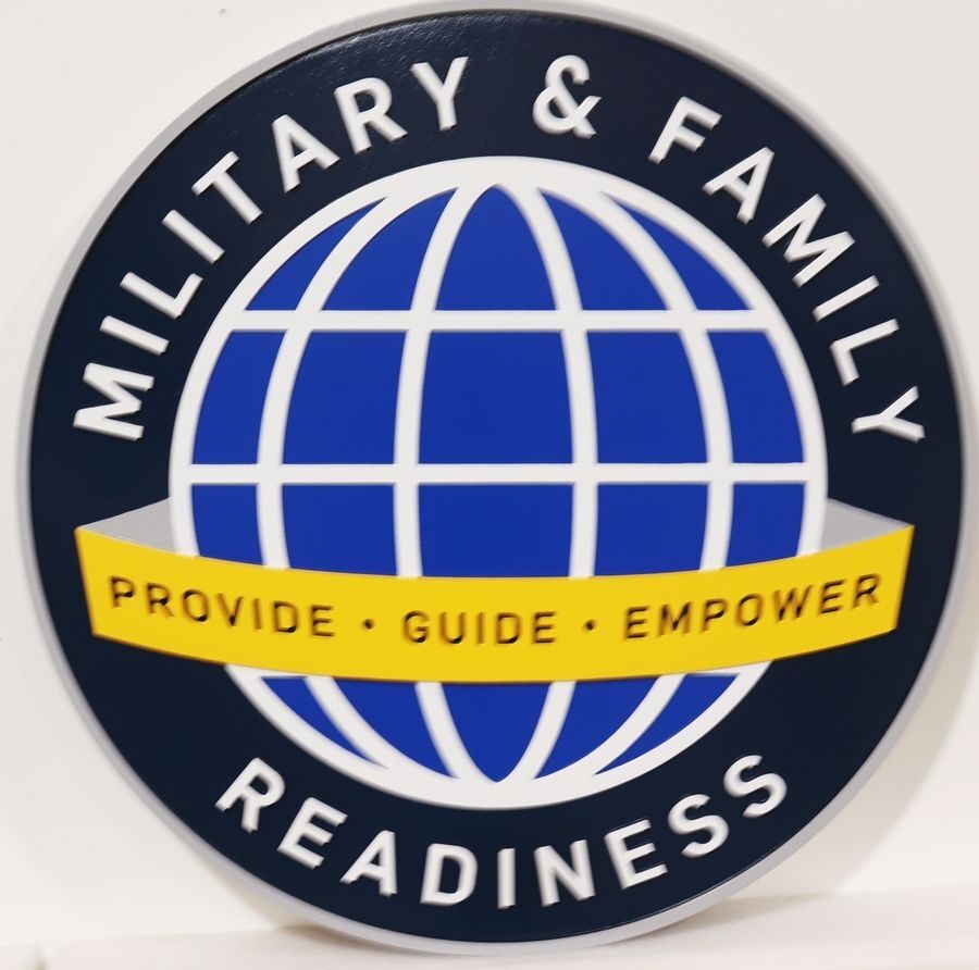 IP-1979A - Carved 2.5-D Multi-level Artist-painted Plaque of the Seal of the Military and Family Readiness Organization