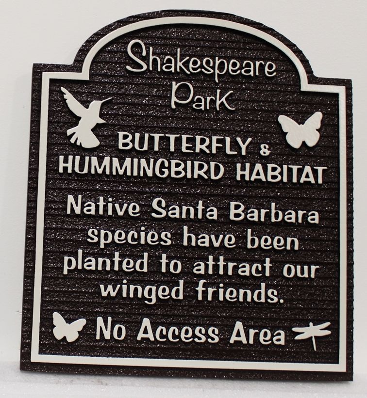 GA16710 - Carved and Sandblasted Wood Grain High-Density-Urethane (HDU) "Butterfly and Hummingbird Habitat" 
