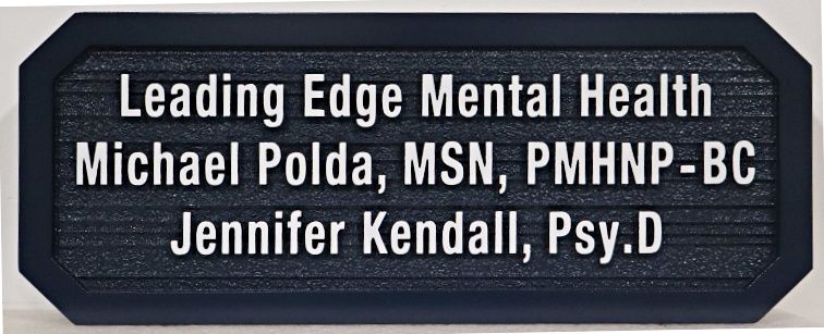 B11248A - Carved and Sandblasted HDU Sign for "Leading Edge Mental Health" with Practitioners Names