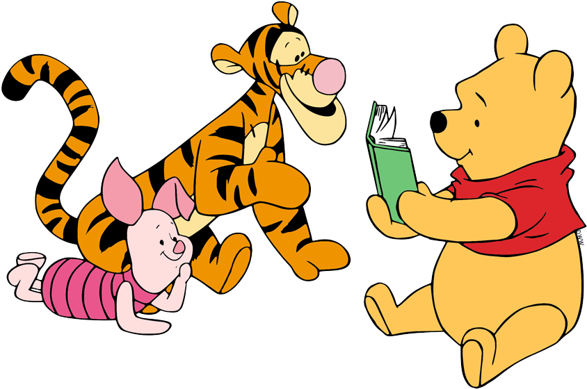 Tigger and Piglet listen to Winnie the Pooh read a story