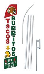 Tacos & Burritos Swooper/Feather Flag + Pole + Ground Spike