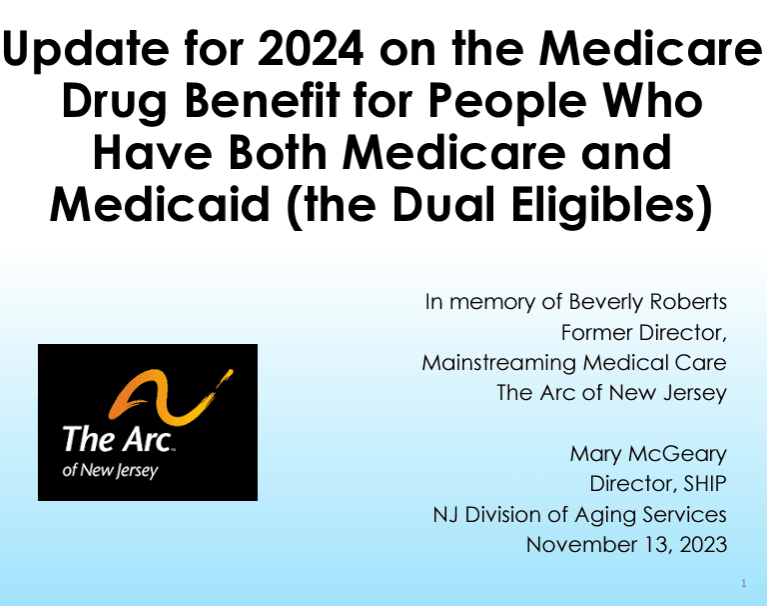 11/13/23 Update for 2024 on the Medicare Drug Benefit for People Who Have Both Medicare and Medicaid (the Dual Eligibles)