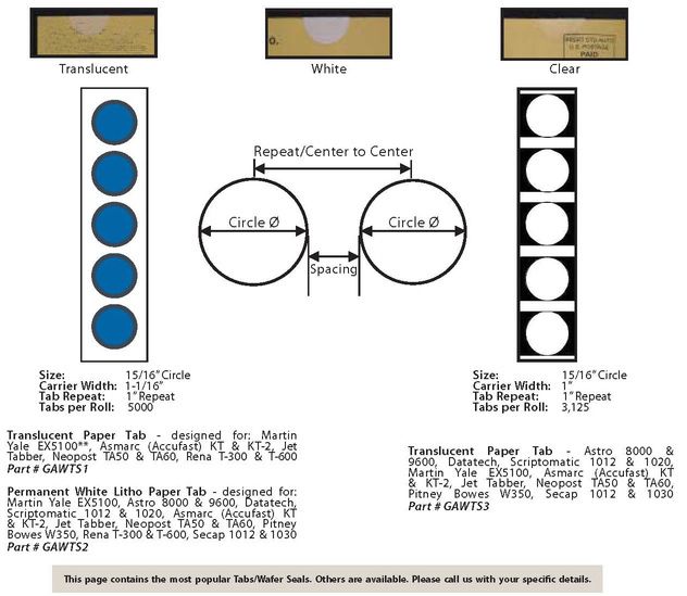 mailing tabs and wafer seals