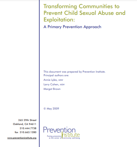 Transforming Communities to Prevent Child Sexual Abuse and Exploitation: A Primary Prevention Approach