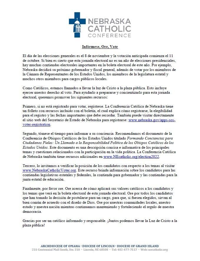 Letter to Parishioners (Spanish)