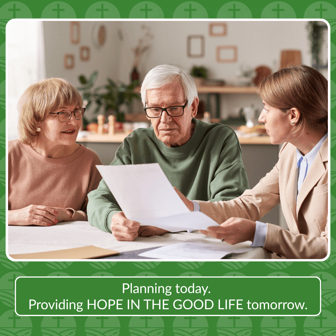 Three people discussing a will