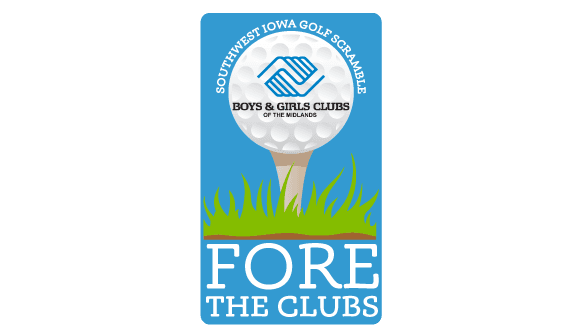 Fore the Clubs golf tournament logo.