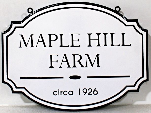 O24024- Carved 2.5-D HDU Sign for Maple Hill Farm circa 1926