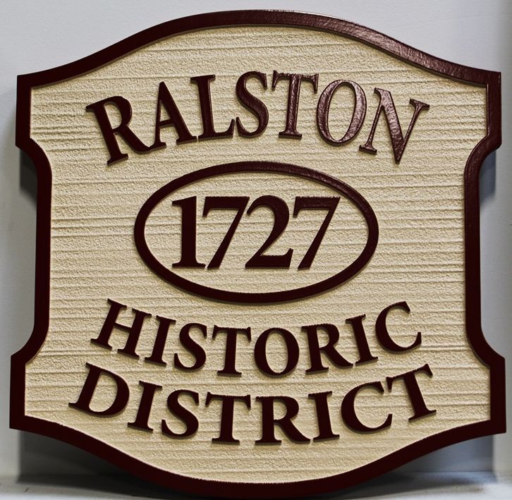 F15915 - Carved and Sandblasted Wood Grain Sign for the Ralston Historical District 