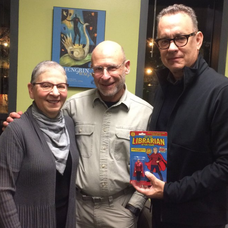 Nancy and Joe Pearl with Tom Hanks at McCaw Hall, December 2017.