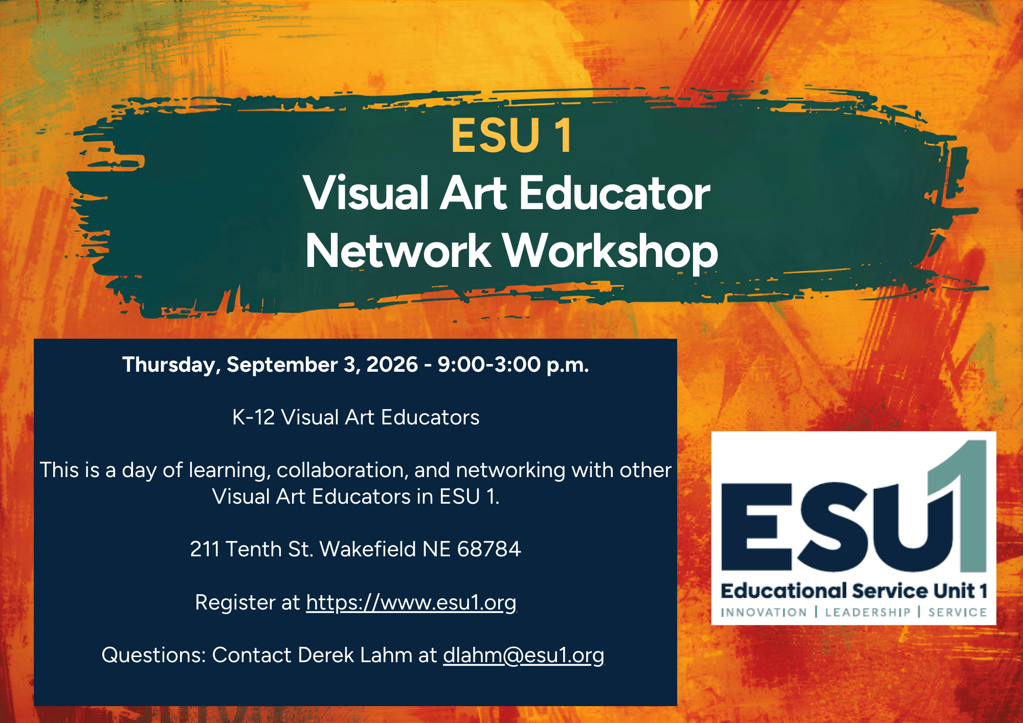  Visual Art Educator Network Workshop Flyer