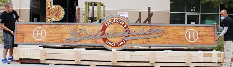 M1893 - Large  Faux Wood Grain Sign for a Delicatessen, with a Wood Plank Pattern
