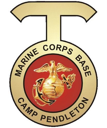 KP-2440 -  Carved Plaque of  the Insignia of the Camp Pendleton  Marine Corps Base,  Artist Painted with Gold Gilding