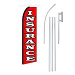 Insurance Red Swooper/Feather Flag + Pole + Ground Spike