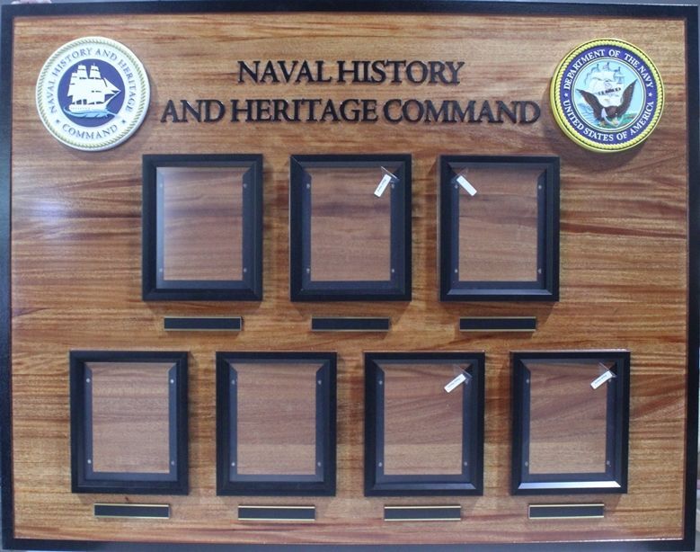 SB1031 - Carved Cherry Wood Photo  Board for the  Naval History and Heritage Command