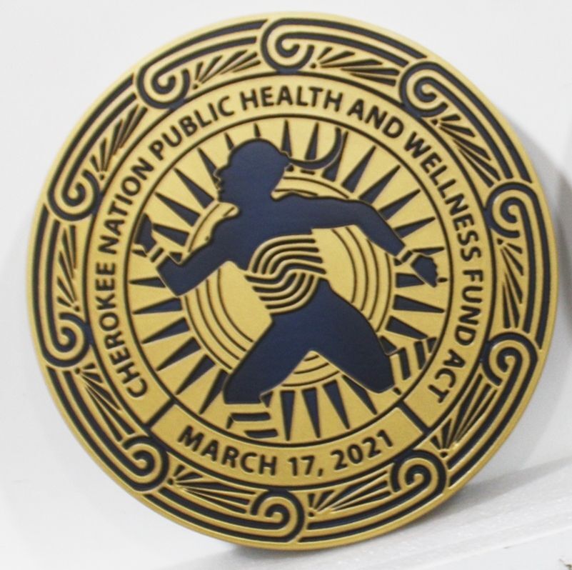 ZP-1259 - Carved Multi-Level Artist-Painted Plaque for the Cherokee Nation - Public Health and Wellness Fund Act