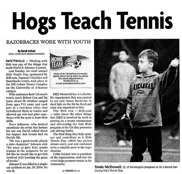 Click here for full "Hogs Teach Tennis" Article