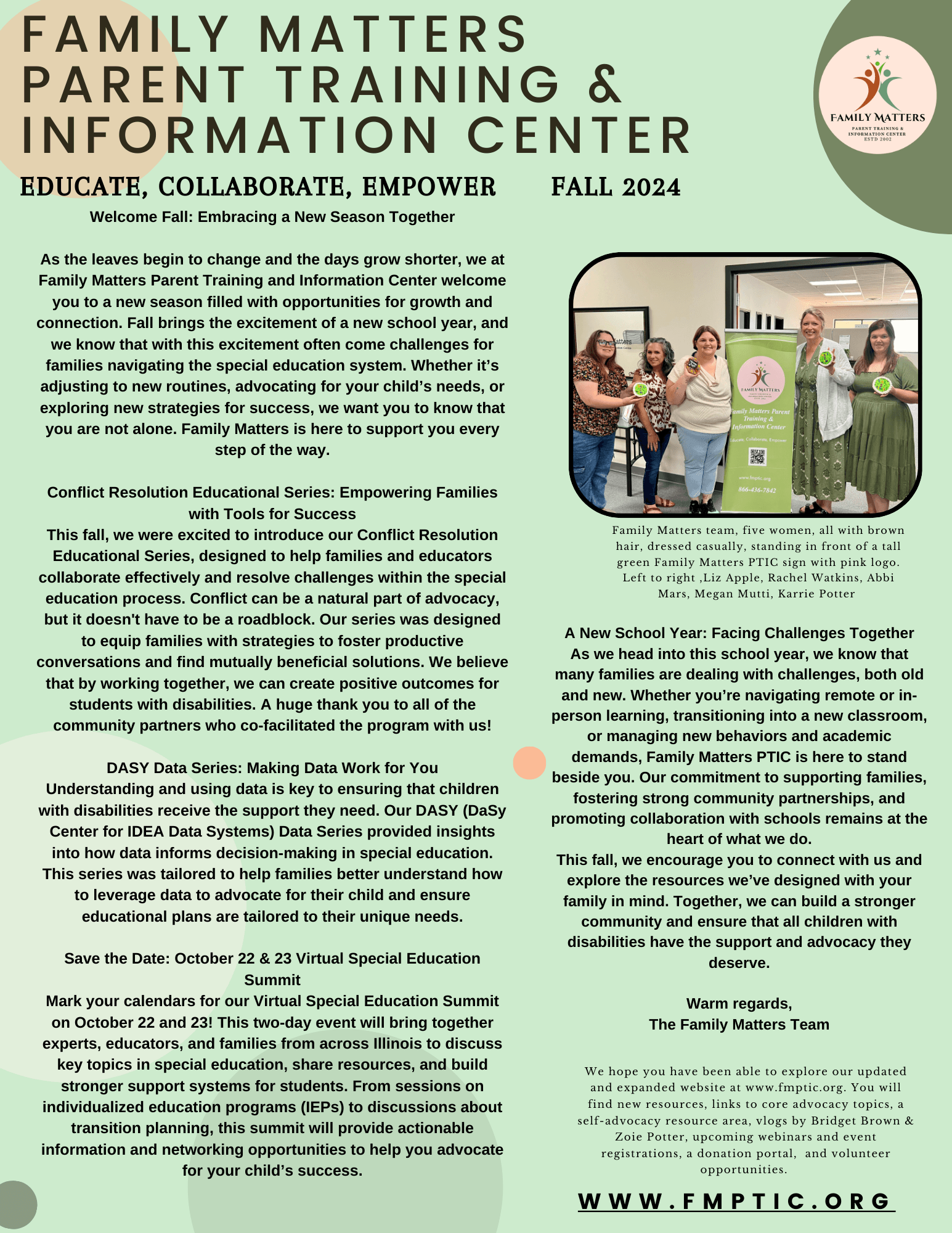 Picture of our Family Matters Newsletter for Summer of 2024