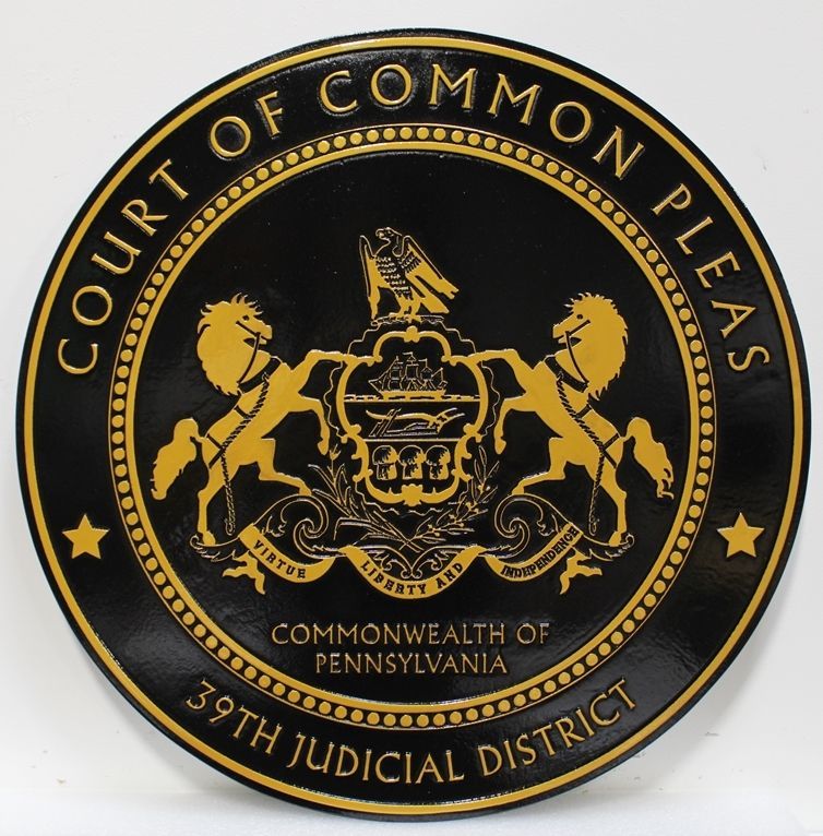GP-1386 - Carved 2.5-D Raised Relief HDU Plaque of the Seal of  the Court of Common Pleas of the Commonwealth of Pennsylvania