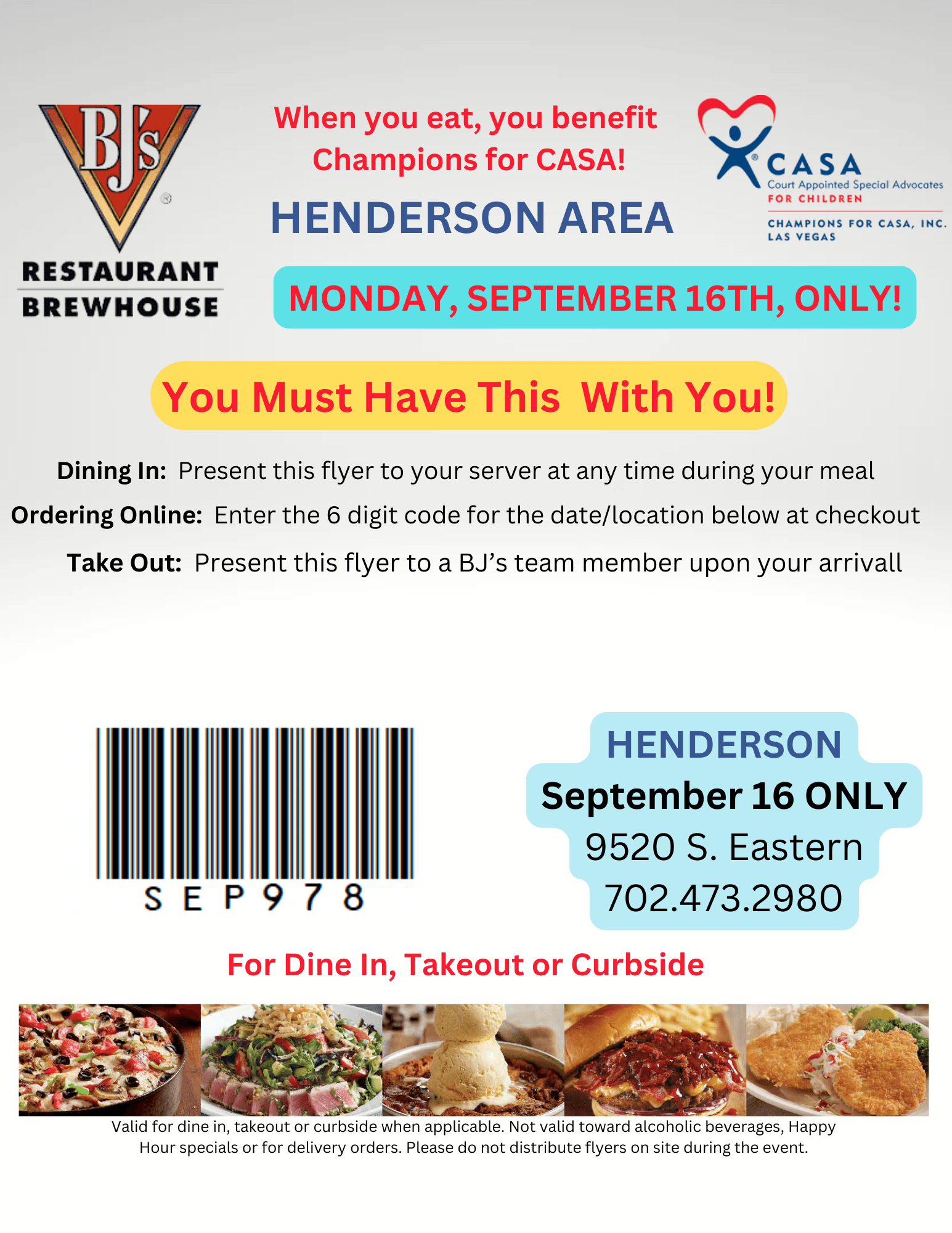 HENDERSON! Support Champions for CASA while you have lunch or dinner! 