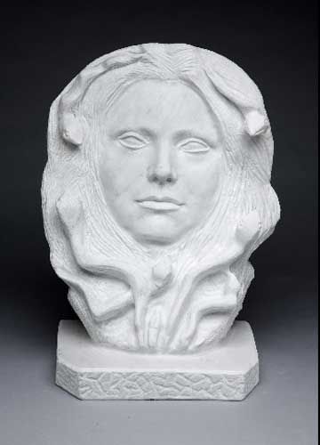 Medusa, White Carrara marble, 13" X 18" X 8"
