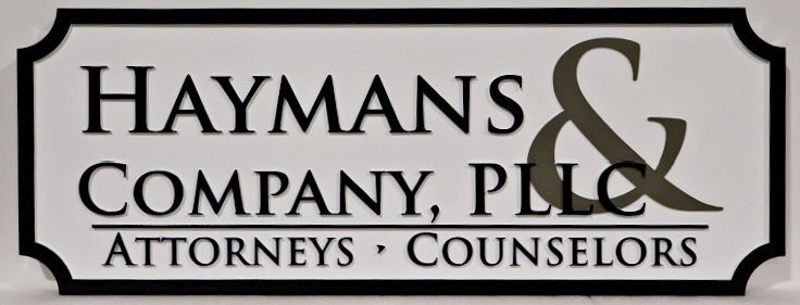 A10134 - Carved and Sandblasted HDU Sign for "Haymans & Company, PLCC"
