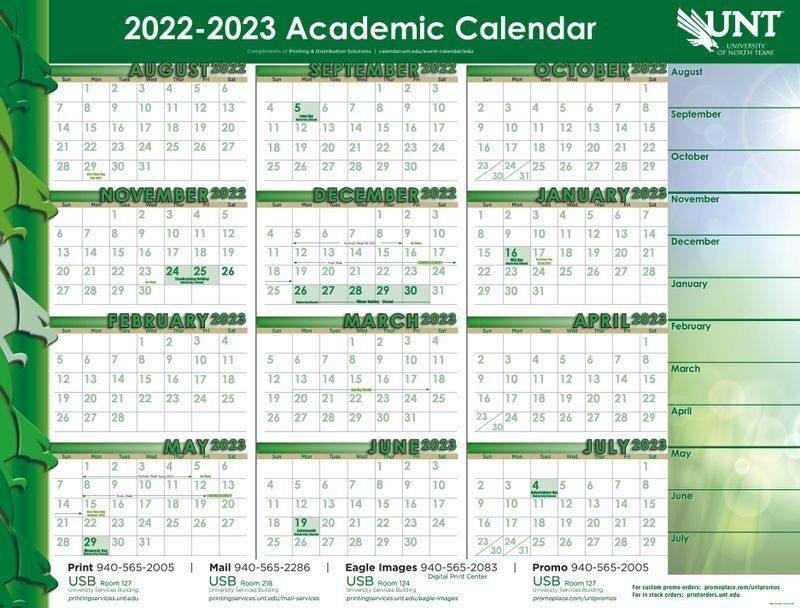UNT Academic Calendar 2022-2023