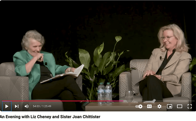 View the conversation between Joan Chittister and Liz Cheney