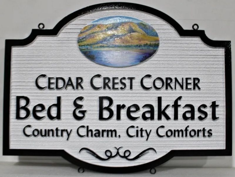 T29048 - Carved and Sandblasted HDU Sign for "Cedar Crest Corner Bed and Breakfast"