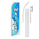 Water Blue/White Swooper/Feather Flag + Pole + Ground Spike