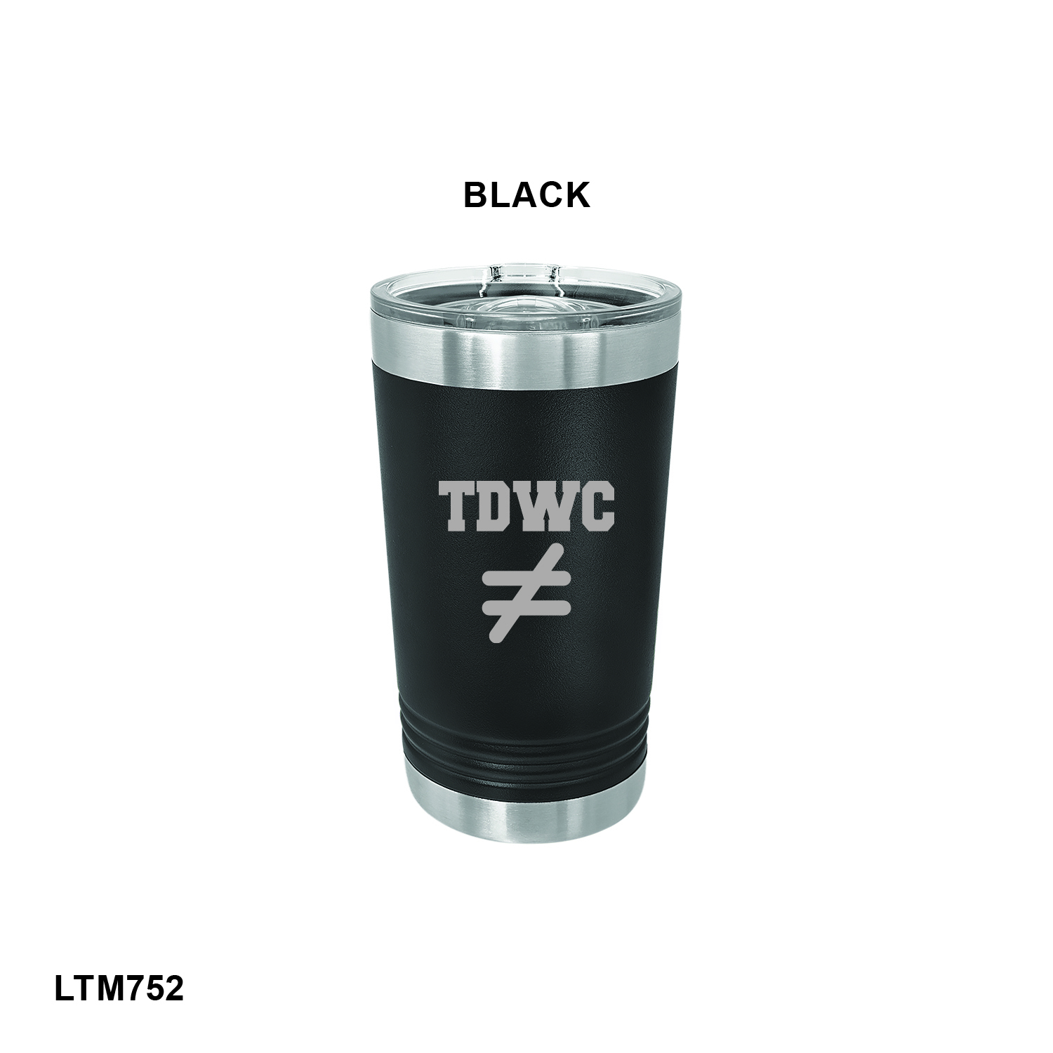 TDWC NOT EQUAL LOGO - Polar Camel Black 16 oz. Pint with Slider Lid