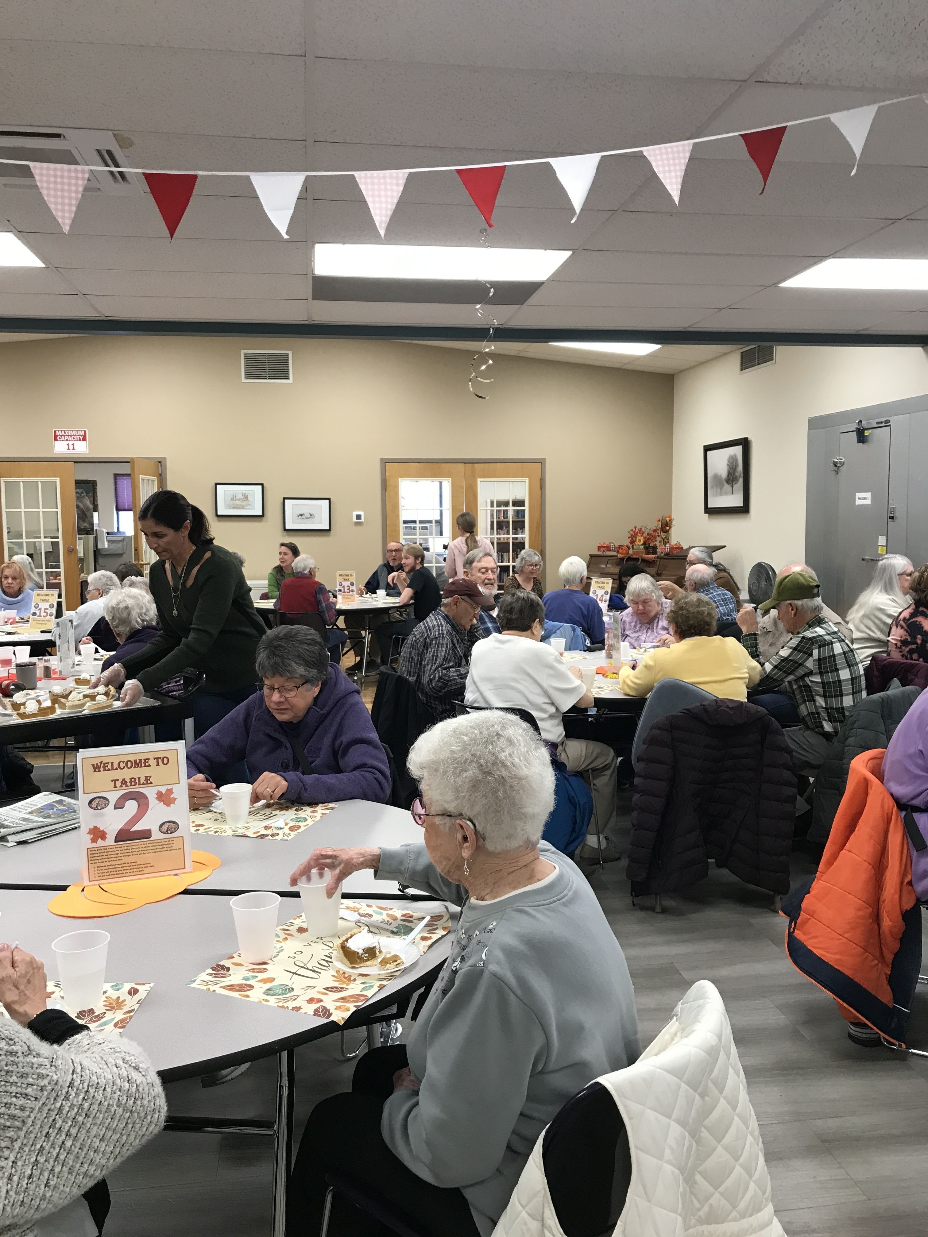 Pictured: A packed senior center on St. Patrick's Day. 