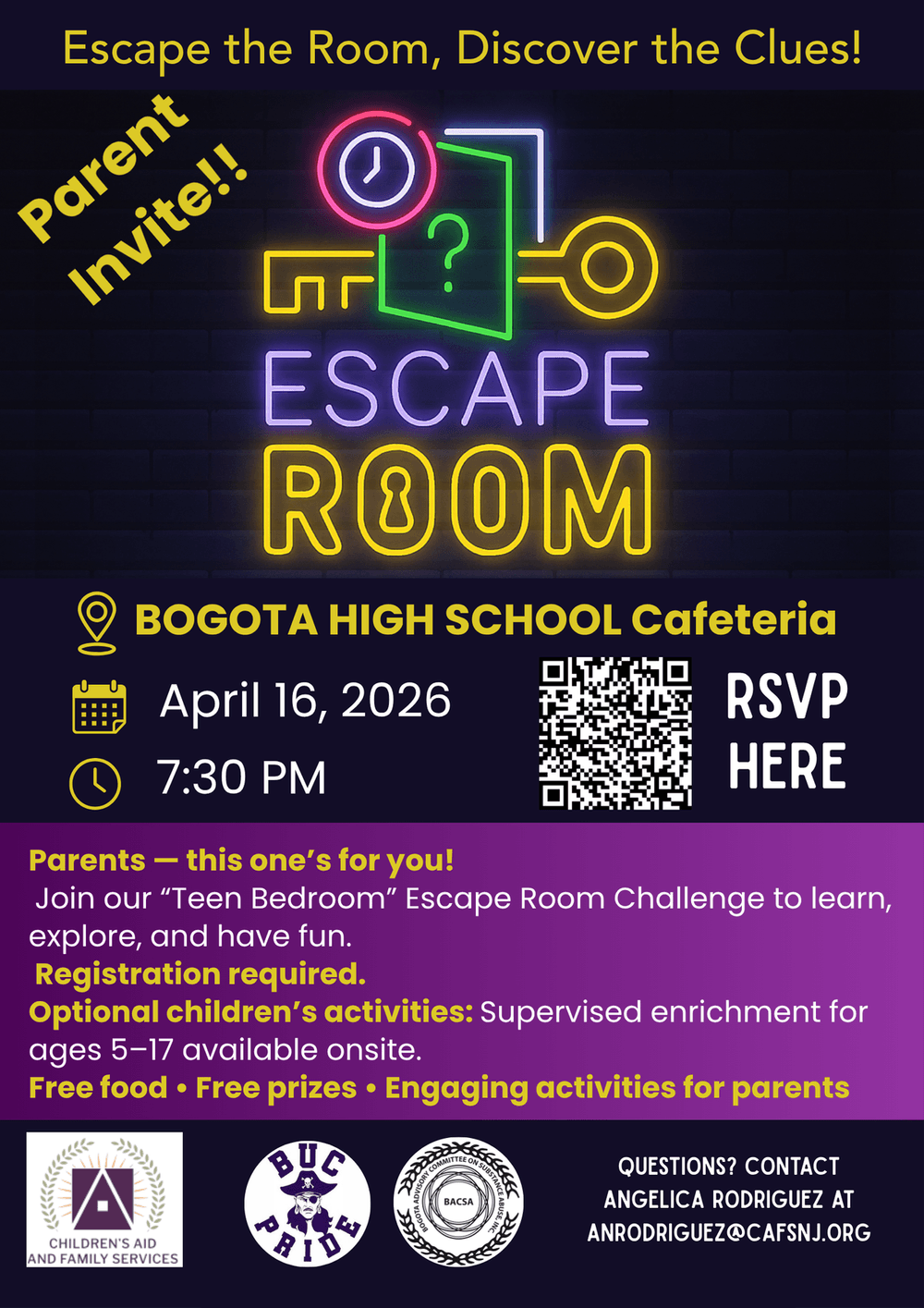 Parent Escape Room Flyer