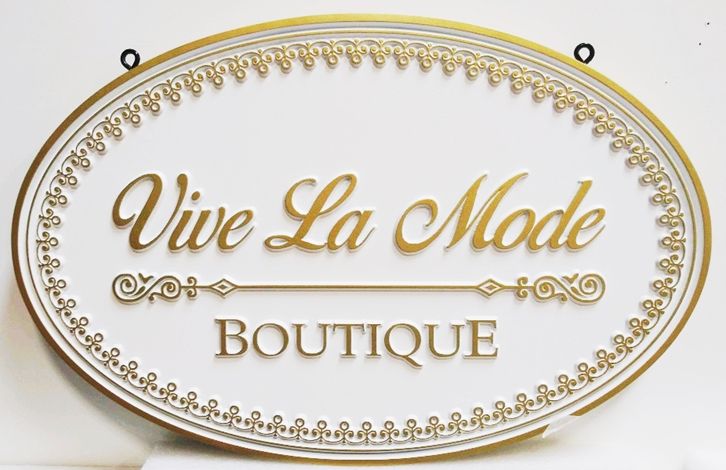 SA28324 - Carved Sign for the "Vive La Mode"  Boutique,  2.5-D Artist-Painted