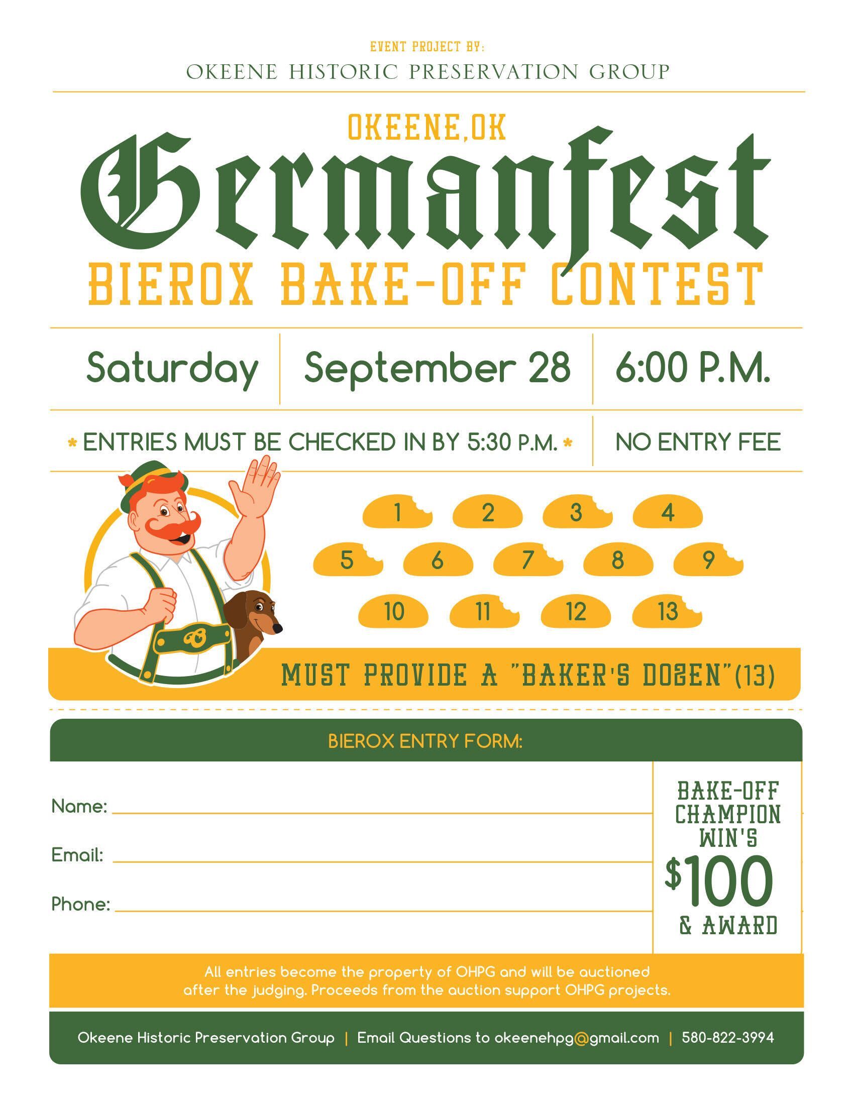 Okeene Germanfest Bierox Contest Entry Form