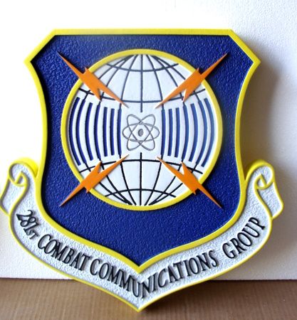 LP-4220 - Carved Shield Plaque of the Crest of the 281st Combat Communications Group, Artist Painted