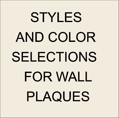 V31001 -Wall Plaque Style and Color Selection Summary