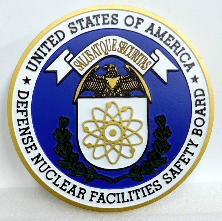 IP-1740 -  Carved Plaque of the Seal of the Defense Nuclear Agency Safety Board, Artist Painted