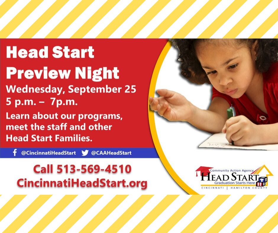 Head Start Preview Night : Event Calendar : News & Events : Cincinnati-Hamilton County Community Action Agency Head Start Preview Night : Event Calendar : News & Events : Cincinnati-Hamilton County Community Action Agency