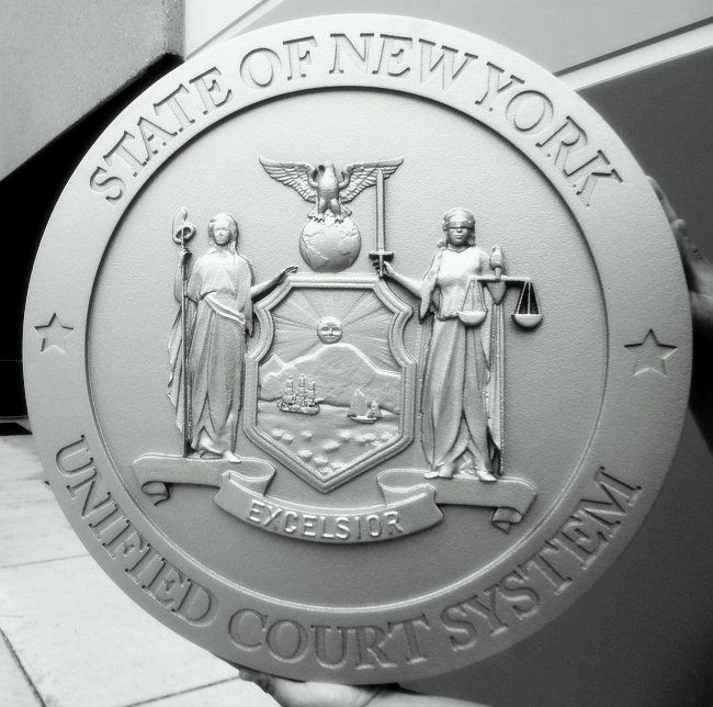 A10877- 3-D Metallic Silver Painted Seal of the State of New York, for the NY State Court System